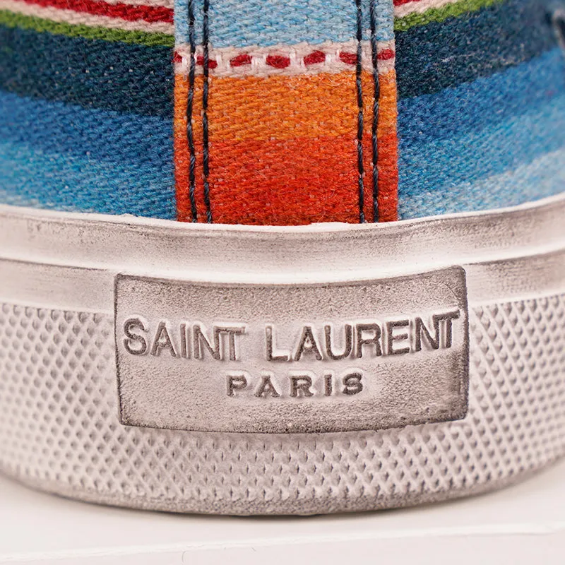 43.5 US 10.5 NEW $695 SAINT LAURENT Mexican Jacquard BEDFORD HIGHTOP SNEAKERS
