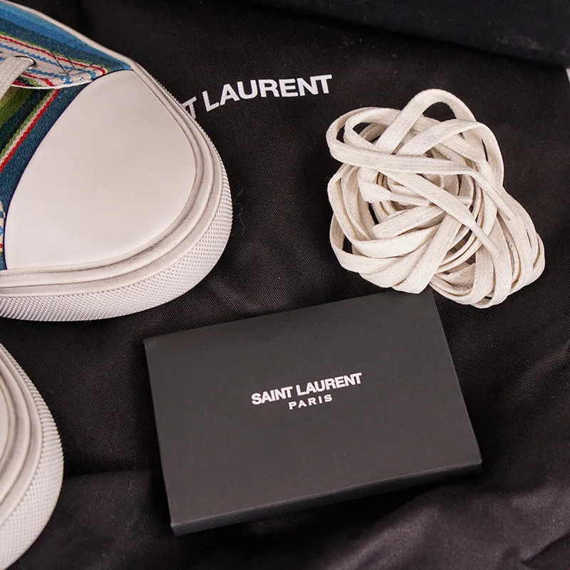43.5 US 10.5 NEW $695 SAINT LAURENT Mexican Jacquard BEDFORD HIGHTOP SNEAKERS