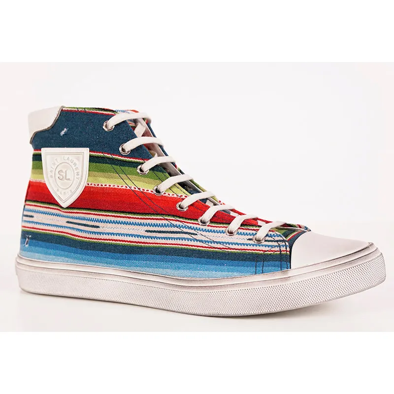 43.5 US 10.5 NEW $695 SAINT LAURENT Mexican Jacquard BEDFORD HIGHTOP SNEAKERS