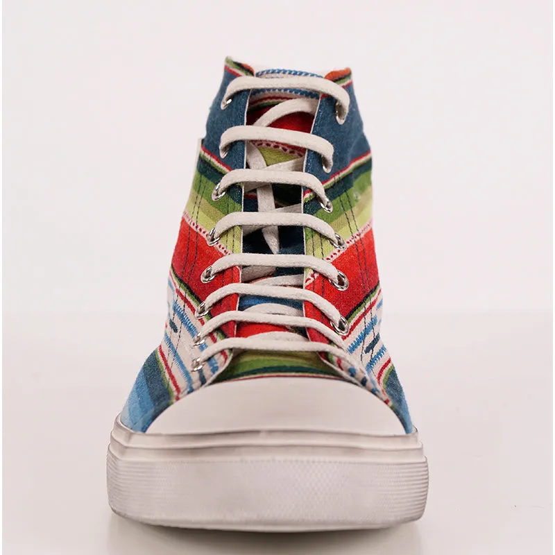 43.5 US 10.5 NEW $695 SAINT LAURENT Mexican Jacquard BEDFORD HIGHTOP SNEAKERS