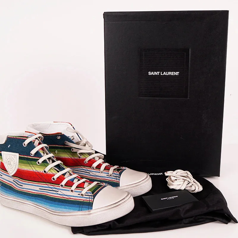 43.5 US 10.5 NEW $695 SAINT LAURENT Mexican Jacquard BEDFORD HIGHTOP SNEAKERS