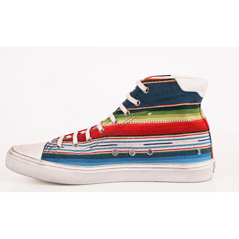 43.5 US 10.5 NEW $695 SAINT LAURENT Mexican Jacquard BEDFORD HIGHTOP SNEAKERS
