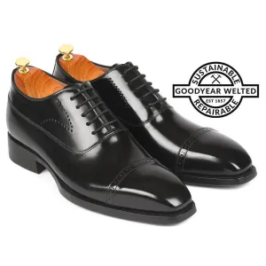 7 CM / 2.76 Inches CMR CHAMARIPA Goodyear Welted Elevator Shoes for Men - Black Cap Toe Oxfords