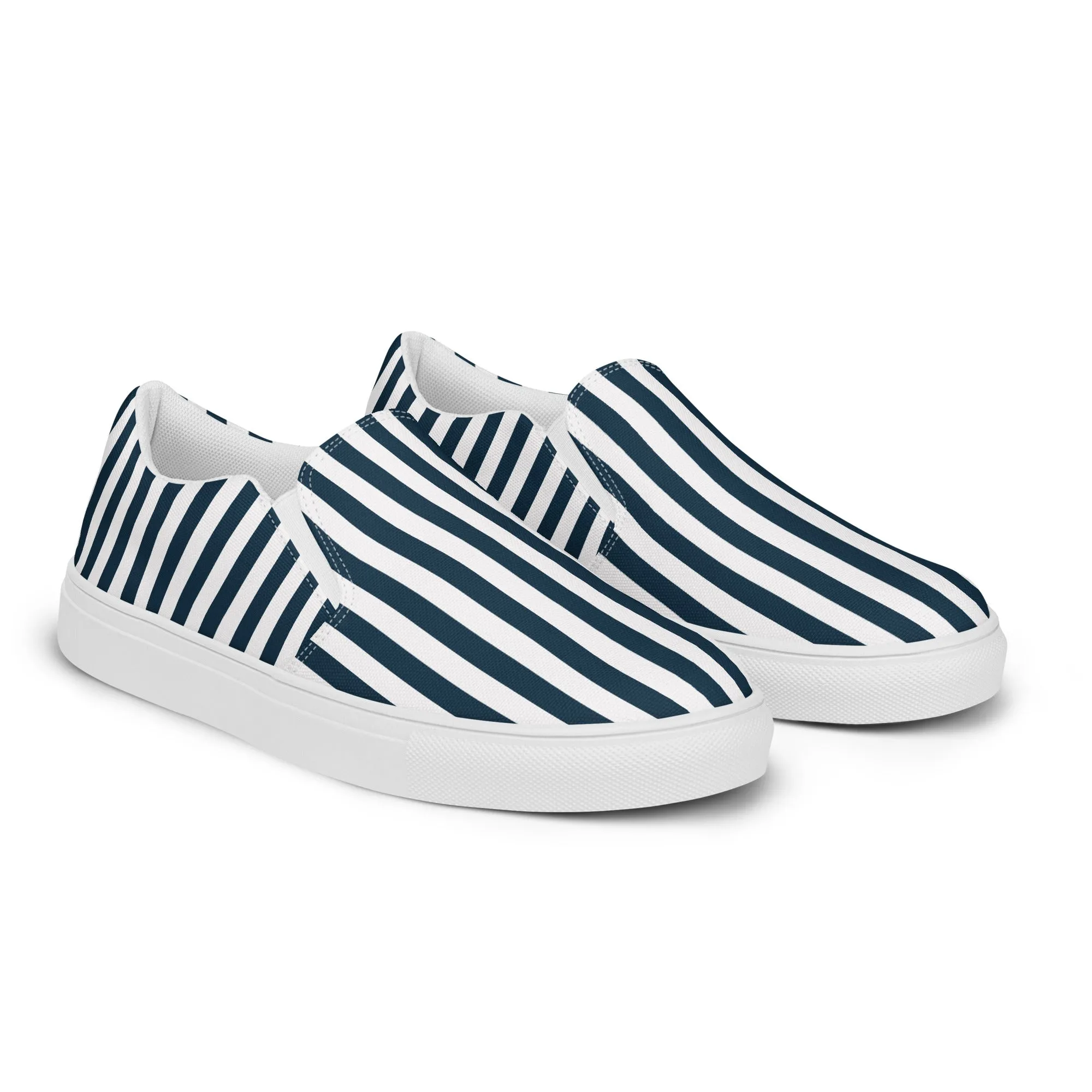 Blue and White Striped Women’s slip-on canvas shoes