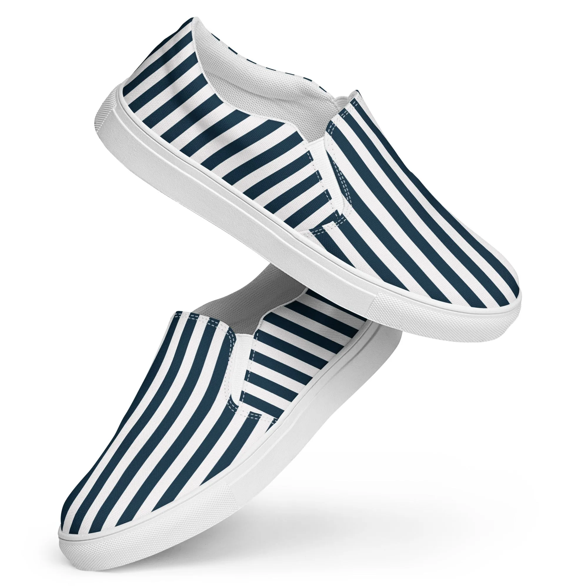 Blue and White Striped Women’s slip-on canvas shoes