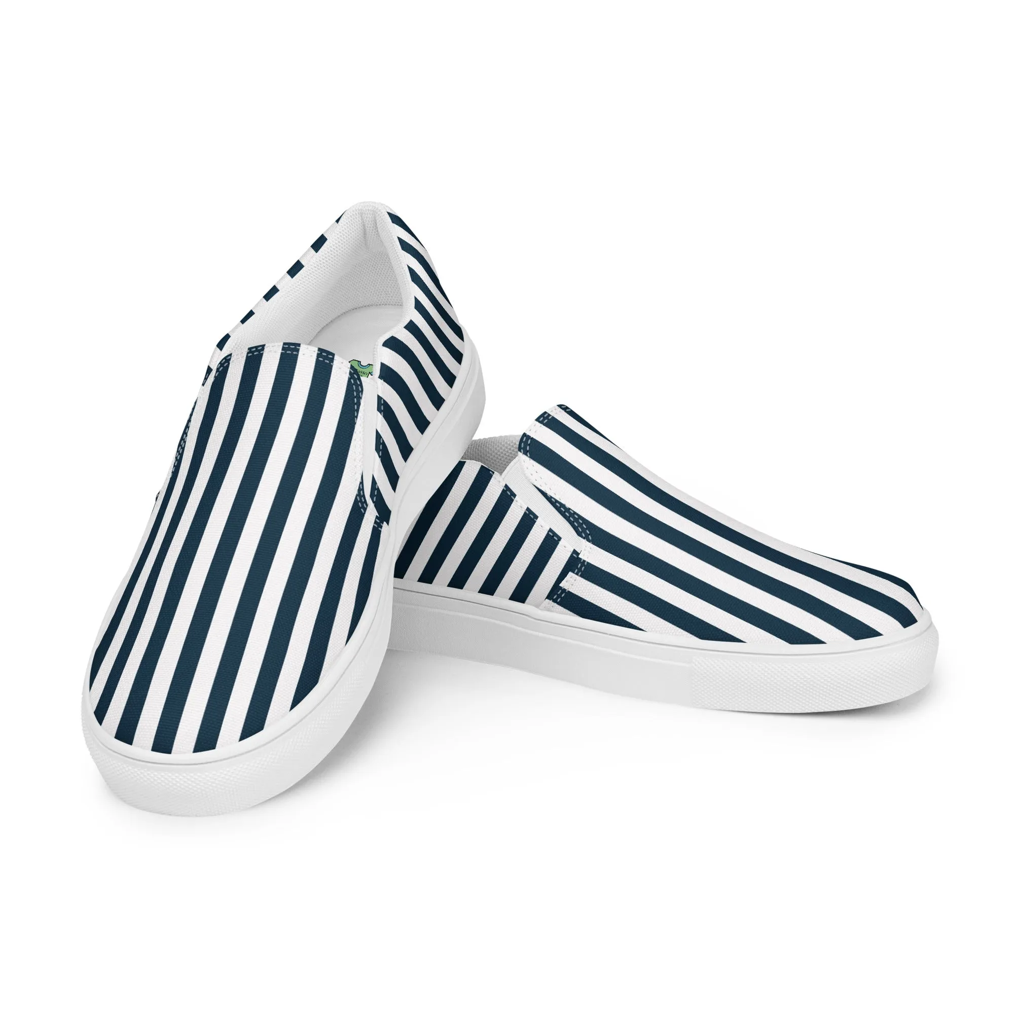 Blue and White Striped Women’s slip-on canvas shoes