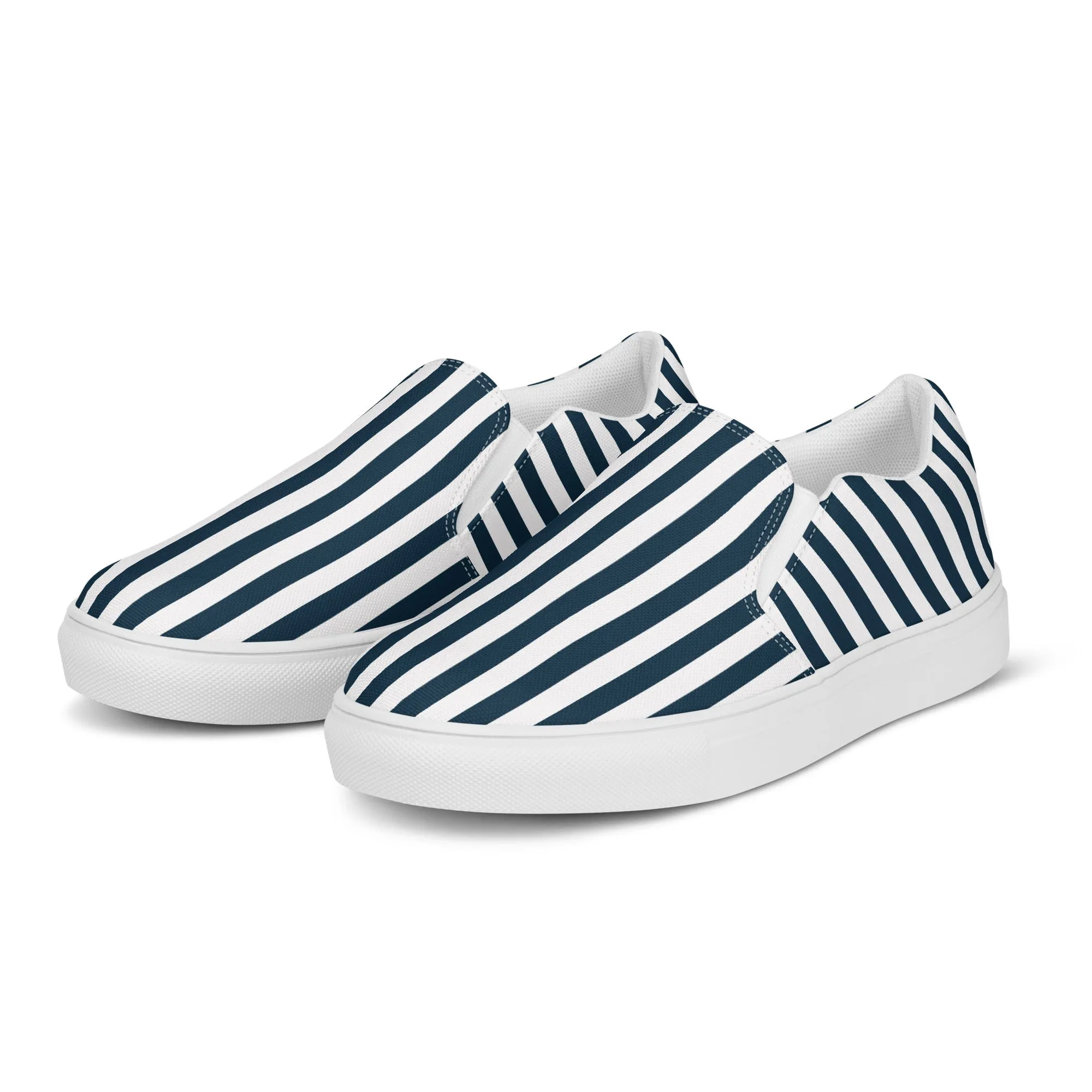 Blue and White Striped Women’s slip-on canvas shoes