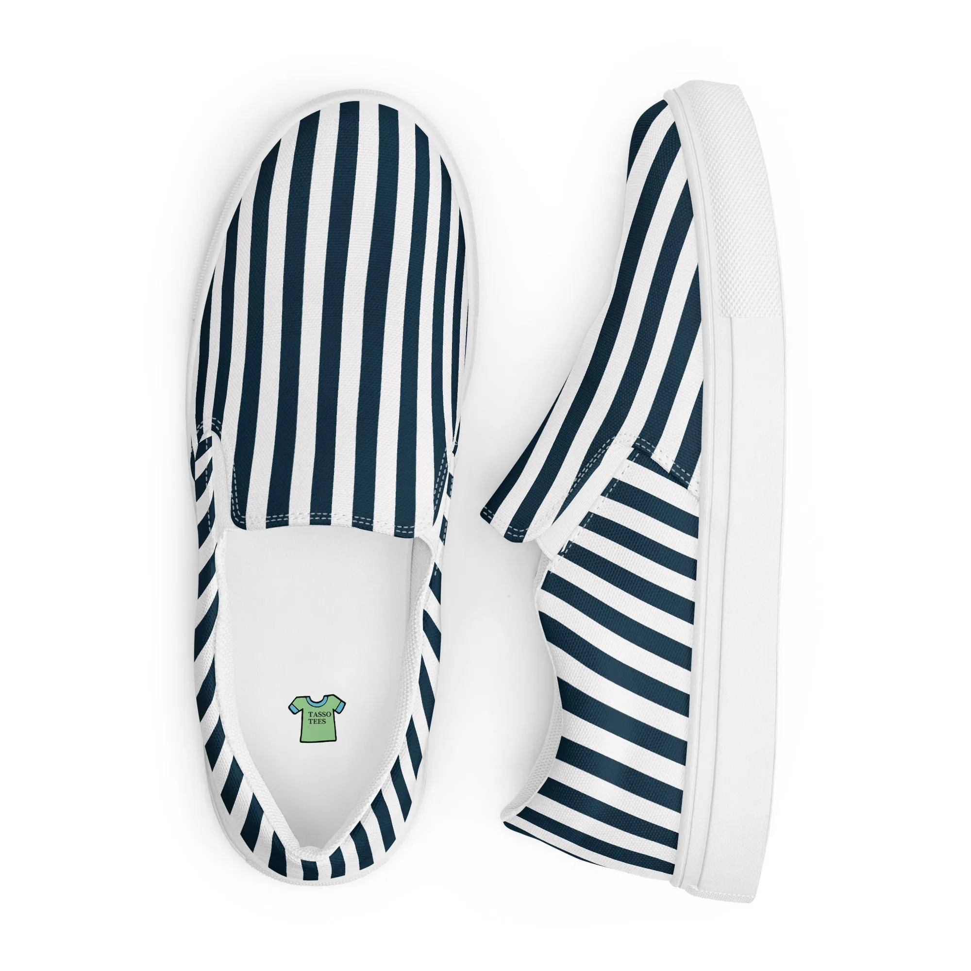 Blue and White Striped Women’s slip-on canvas shoes