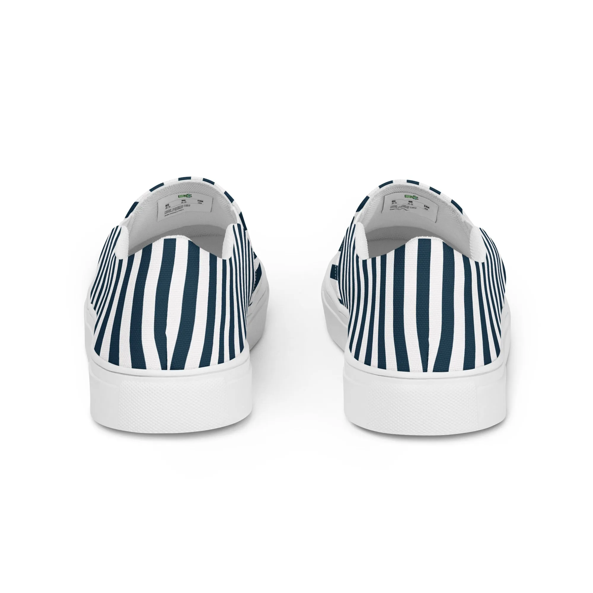 Blue and White Striped Women’s slip-on canvas shoes