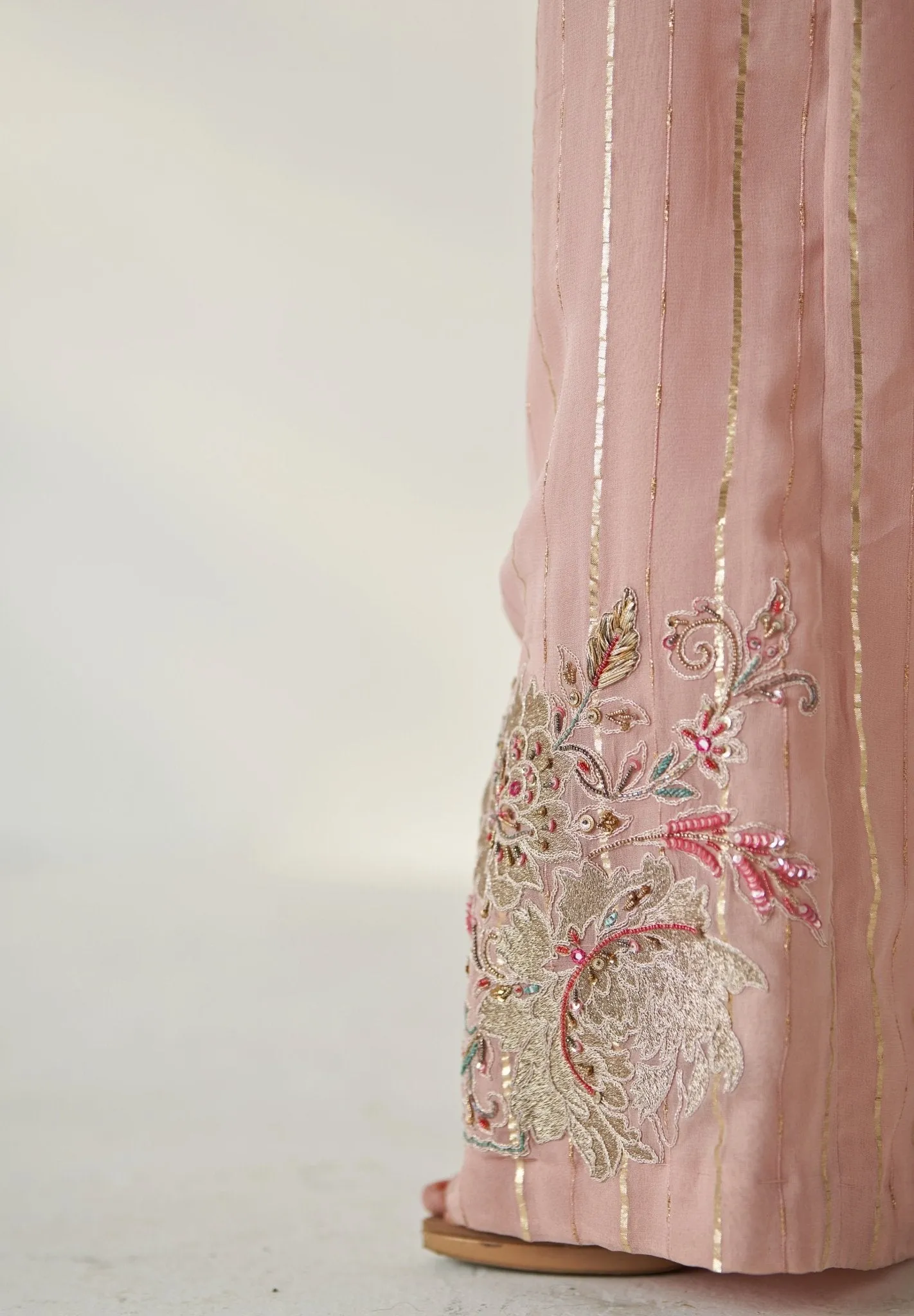 Blush Pink Embroidered Shirt And Pant Set