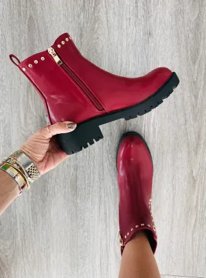 Burgundy Studded To Perfection Booties