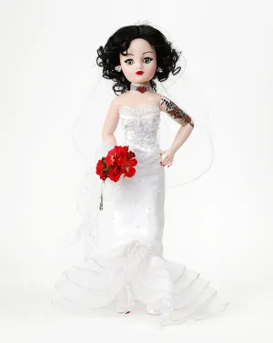 Cissy Rocker Bride, Light Skin Tone, Blue Eyes, Black Hair, Rose Tattoo