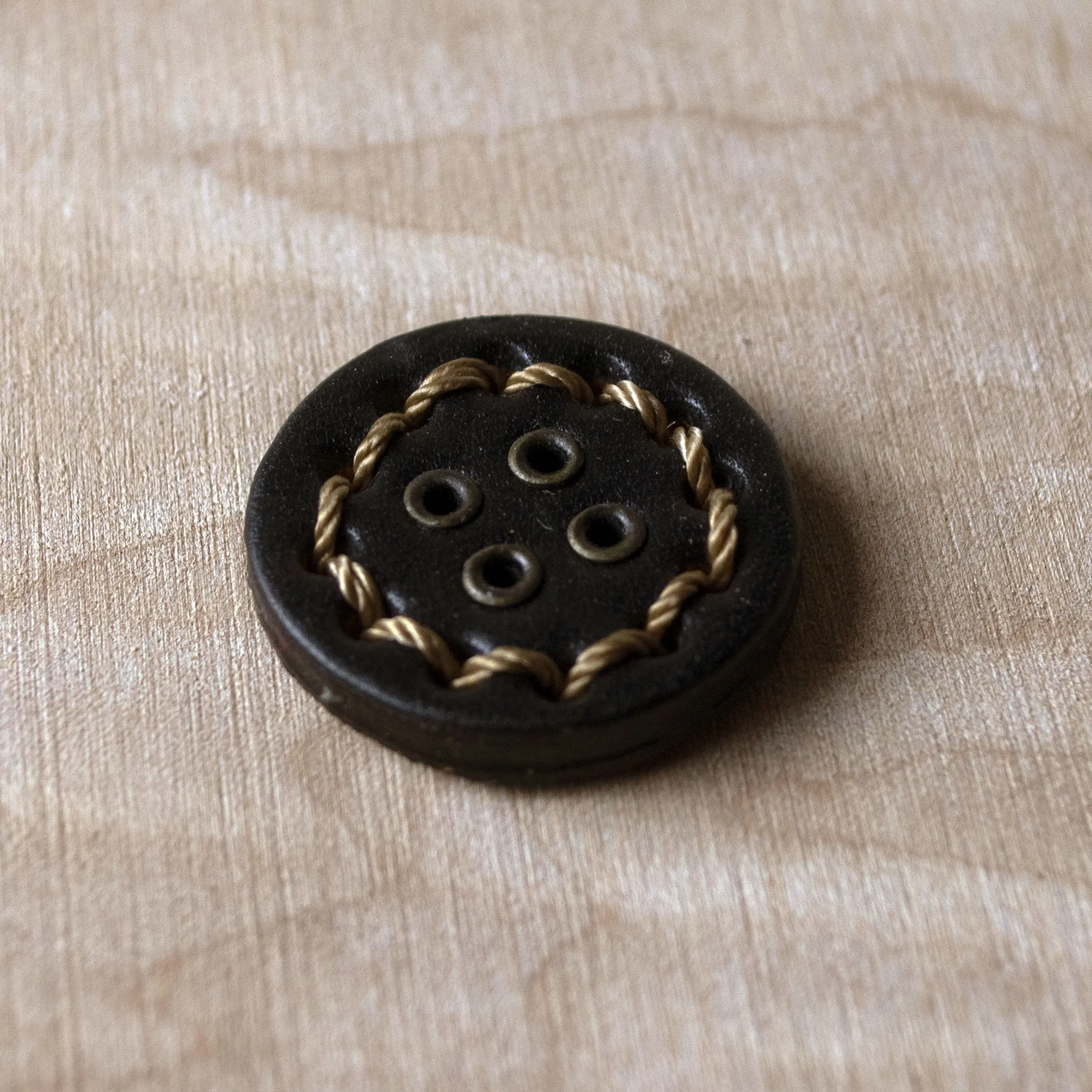 Dark Chocolate Leather Button