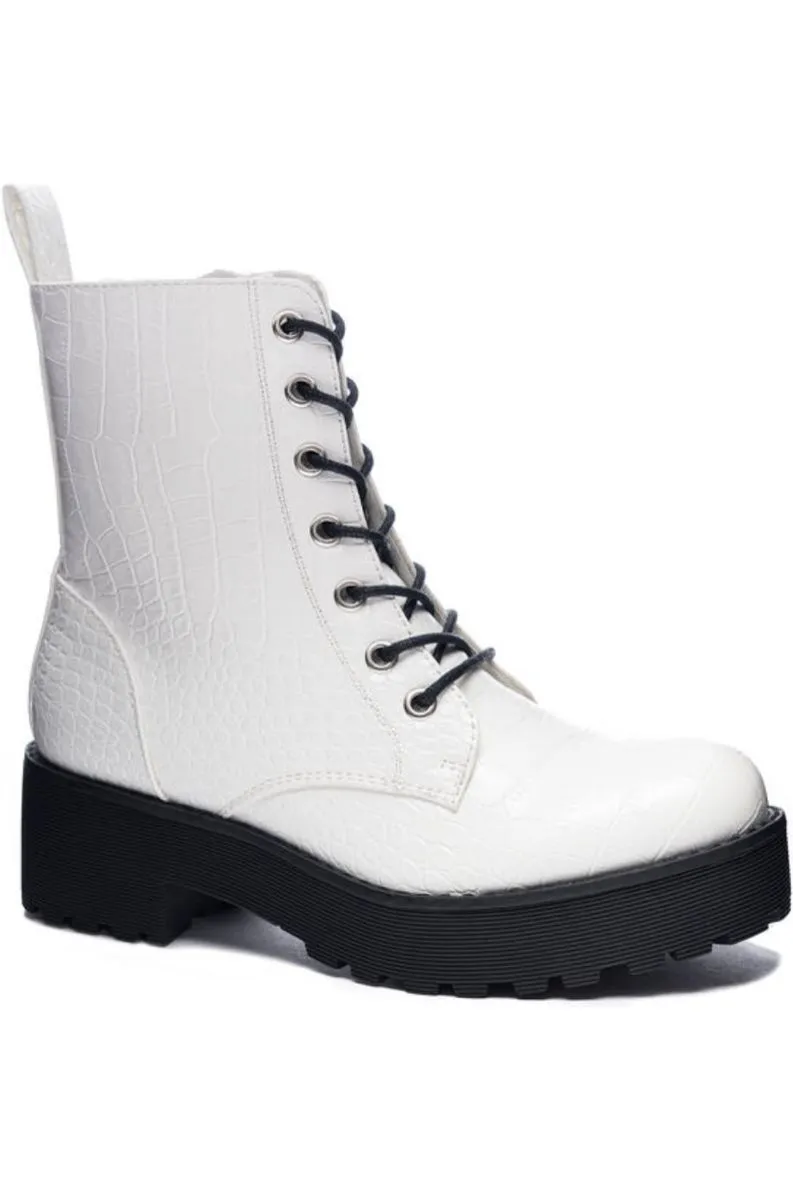 Dirty Laundry Mazzy White Combat Booties