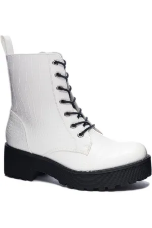 Dirty Laundry Mazzy White Combat Booties