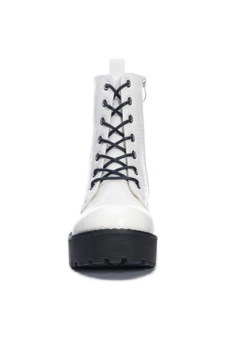 Dirty Laundry Mazzy White Combat Booties