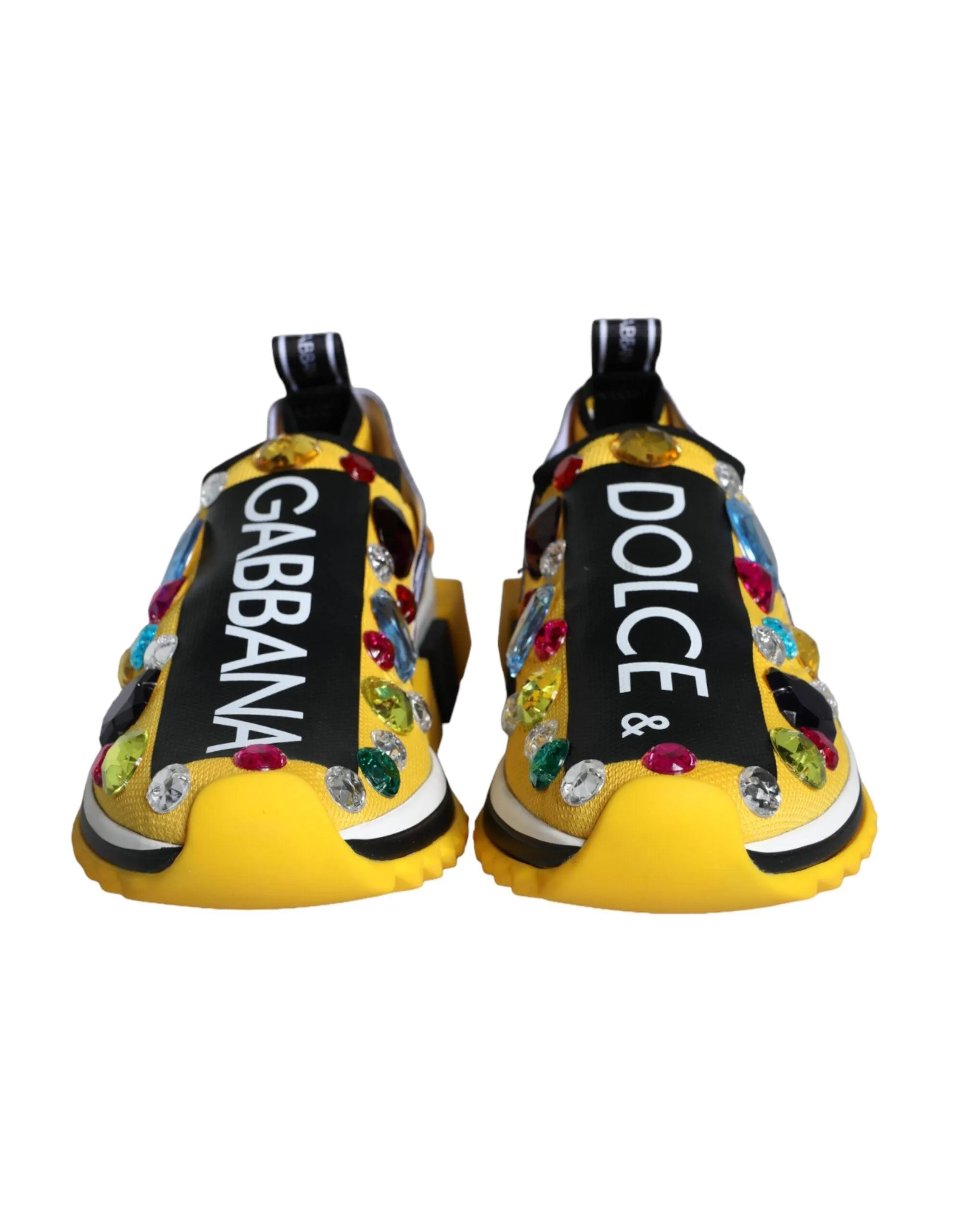 Dolce & Gabbana Yellow Sorrento Crystals Sneakers Dames Sko