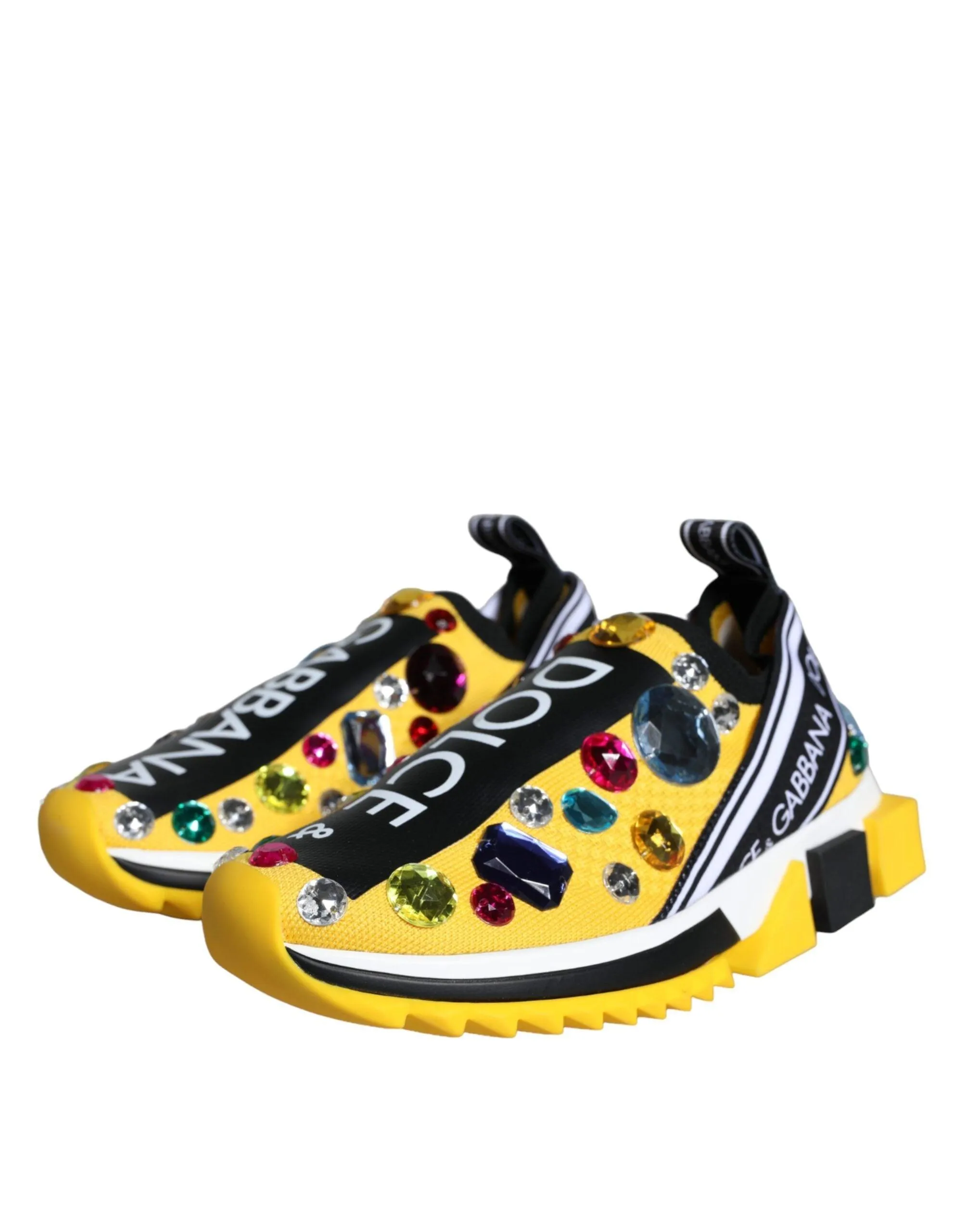 Dolce & Gabbana Yellow Sorrento Crystals Sneakers Dames Sko