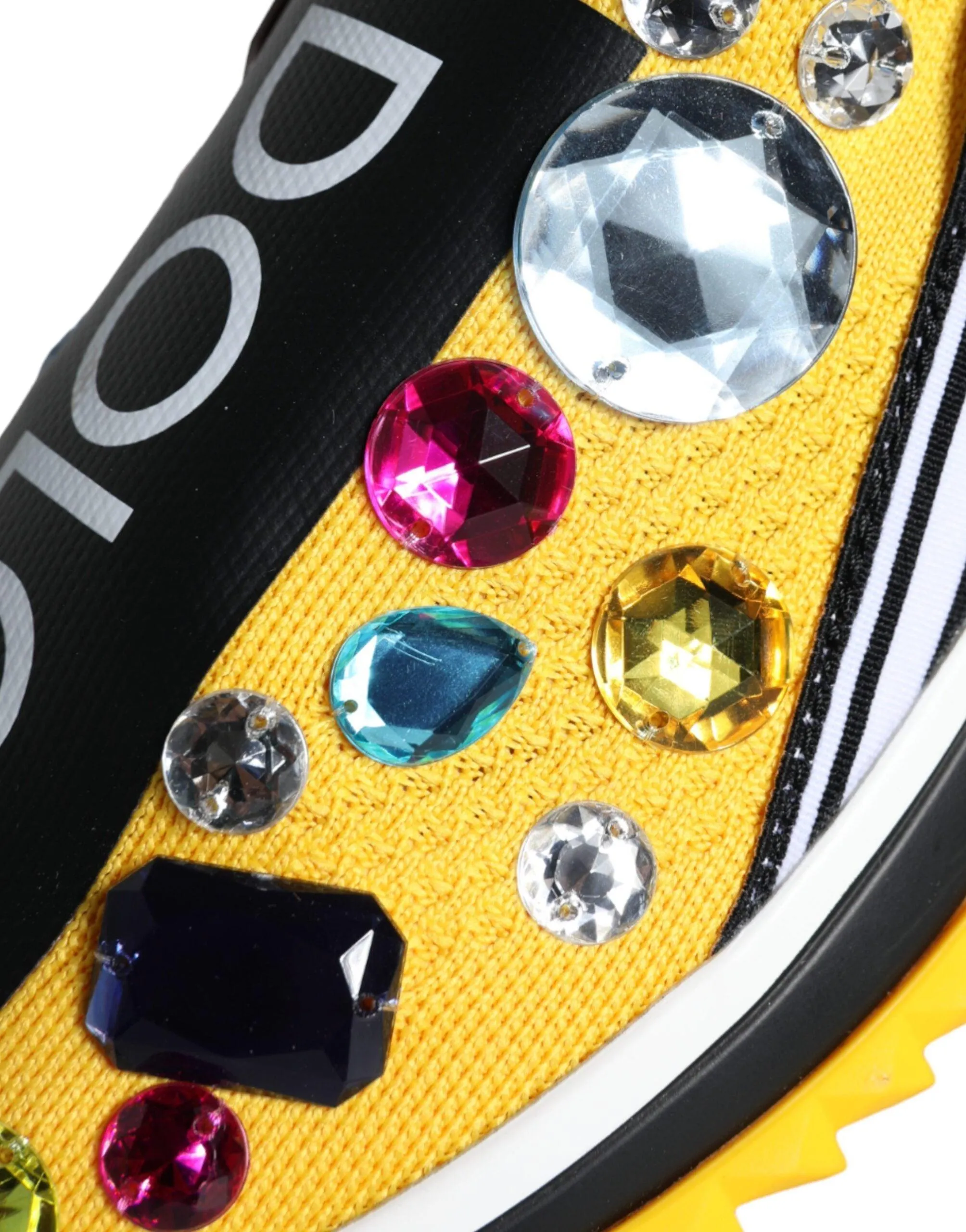 Dolce & Gabbana Yellow Sorrento Crystals Sneakers Dames Sko