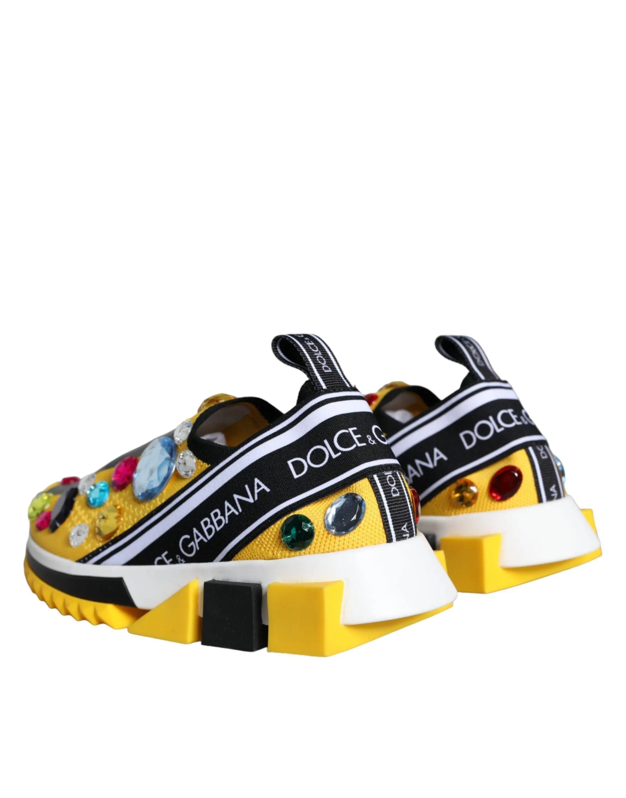 Dolce & Gabbana Yellow Sorrento Crystals Sneakers Dames Sko