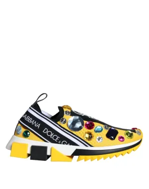 Dolce & Gabbana Yellow Sorrento Crystals Sneakers Dames Sko