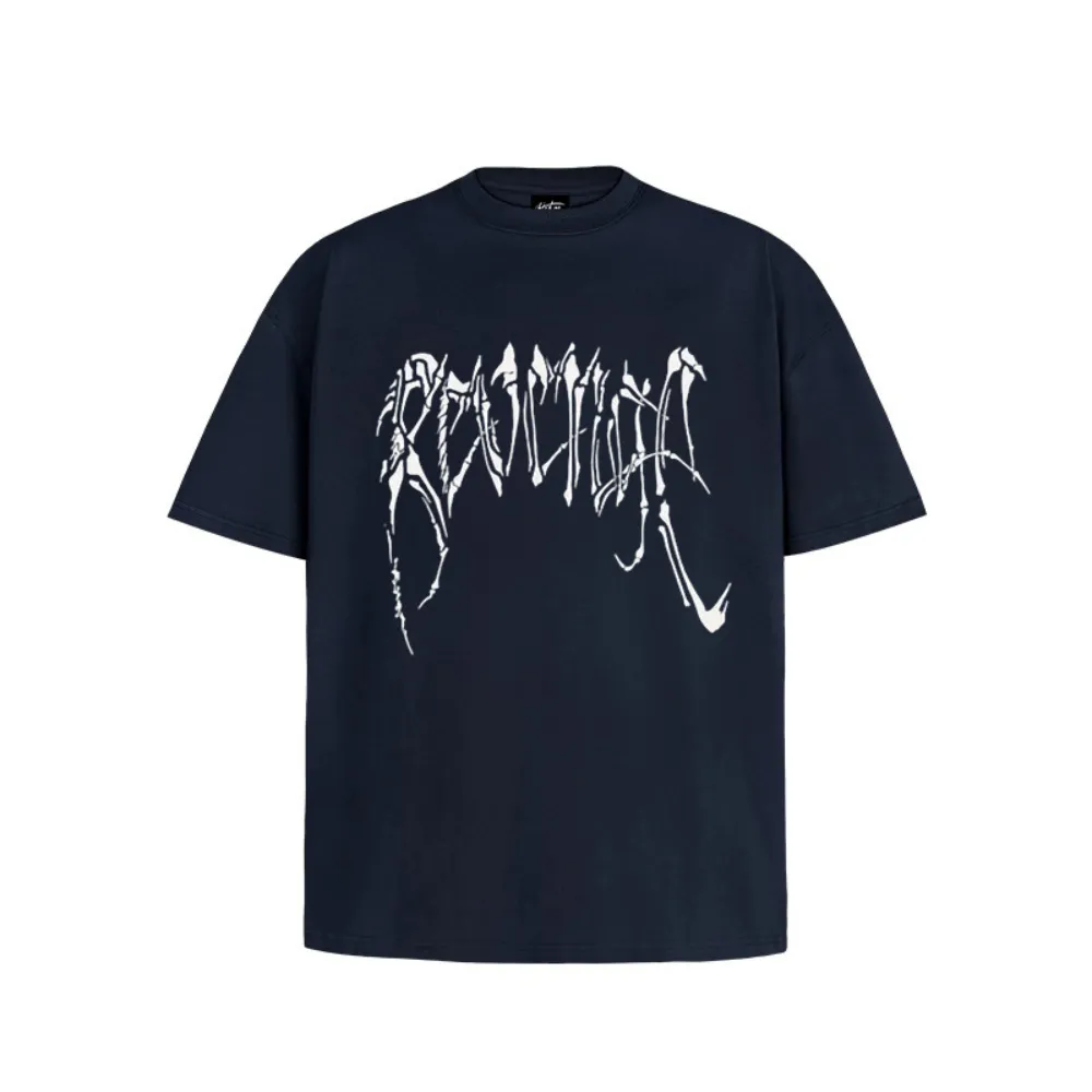“Dragon bone skull print letters” T-shirt