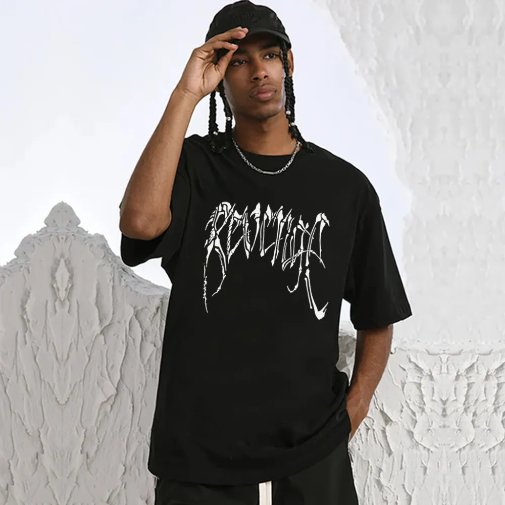 “Dragon bone skull print letters” T-shirt