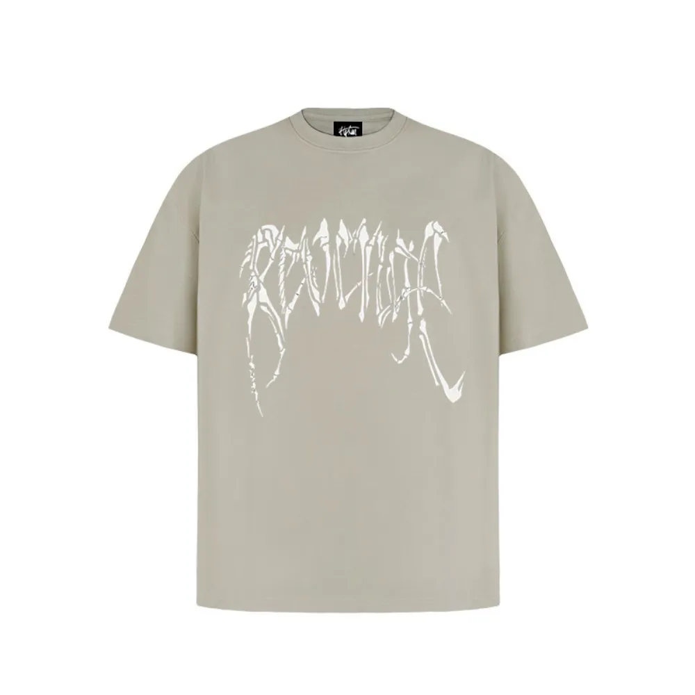 “Dragon bone skull print letters” T-shirt
