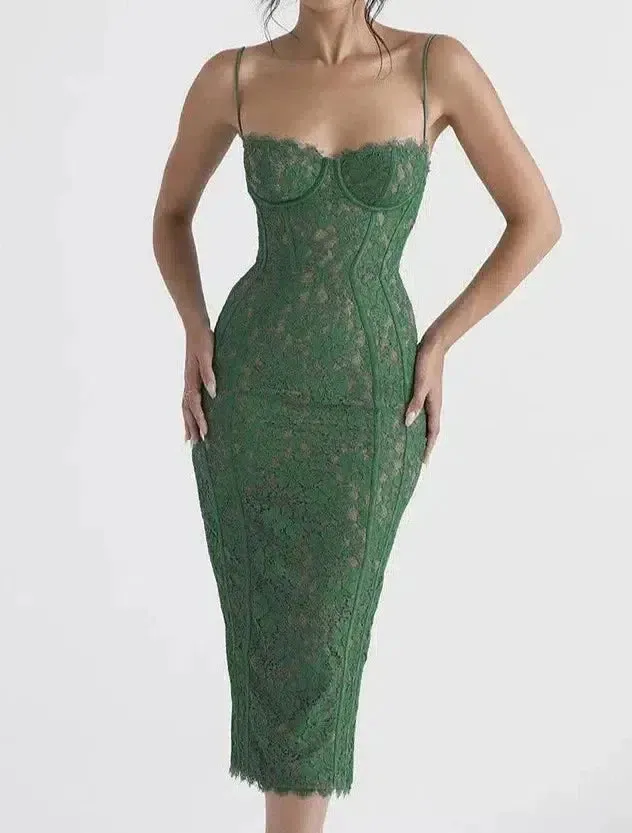 Estrella – Lace-striped – Maxi dress