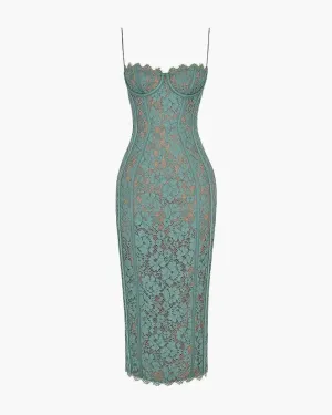 Estrella – Lace-striped – Maxi dress