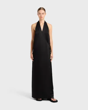 Faro Halter Maxi Dress - Black