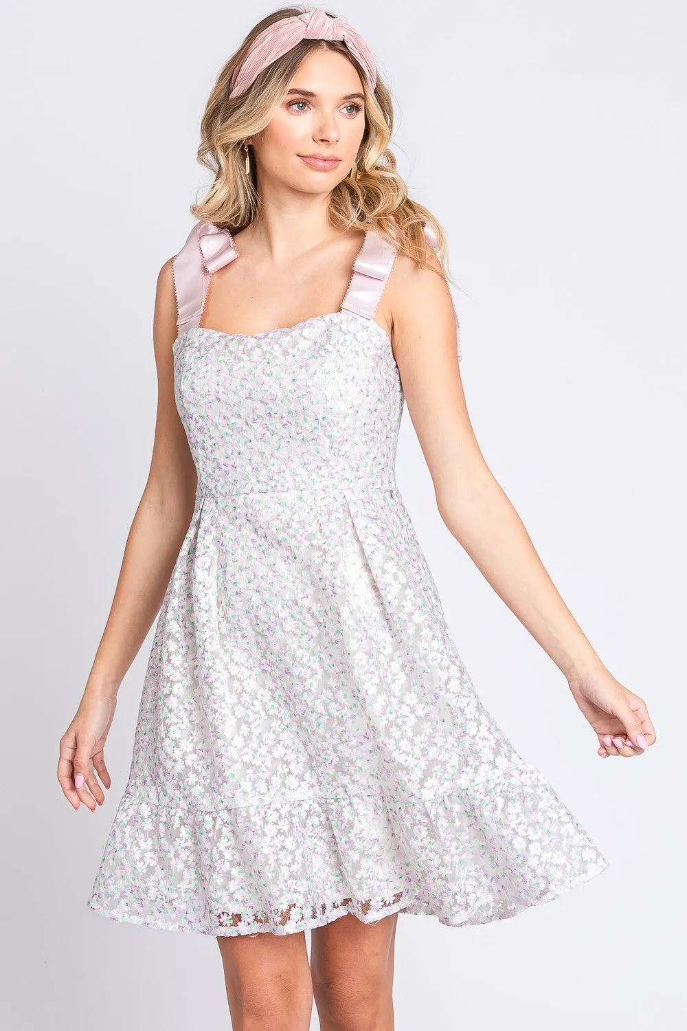 Hazel Blues® |  GeeGee Mesh Floral Embroidered Sleeveless Dress