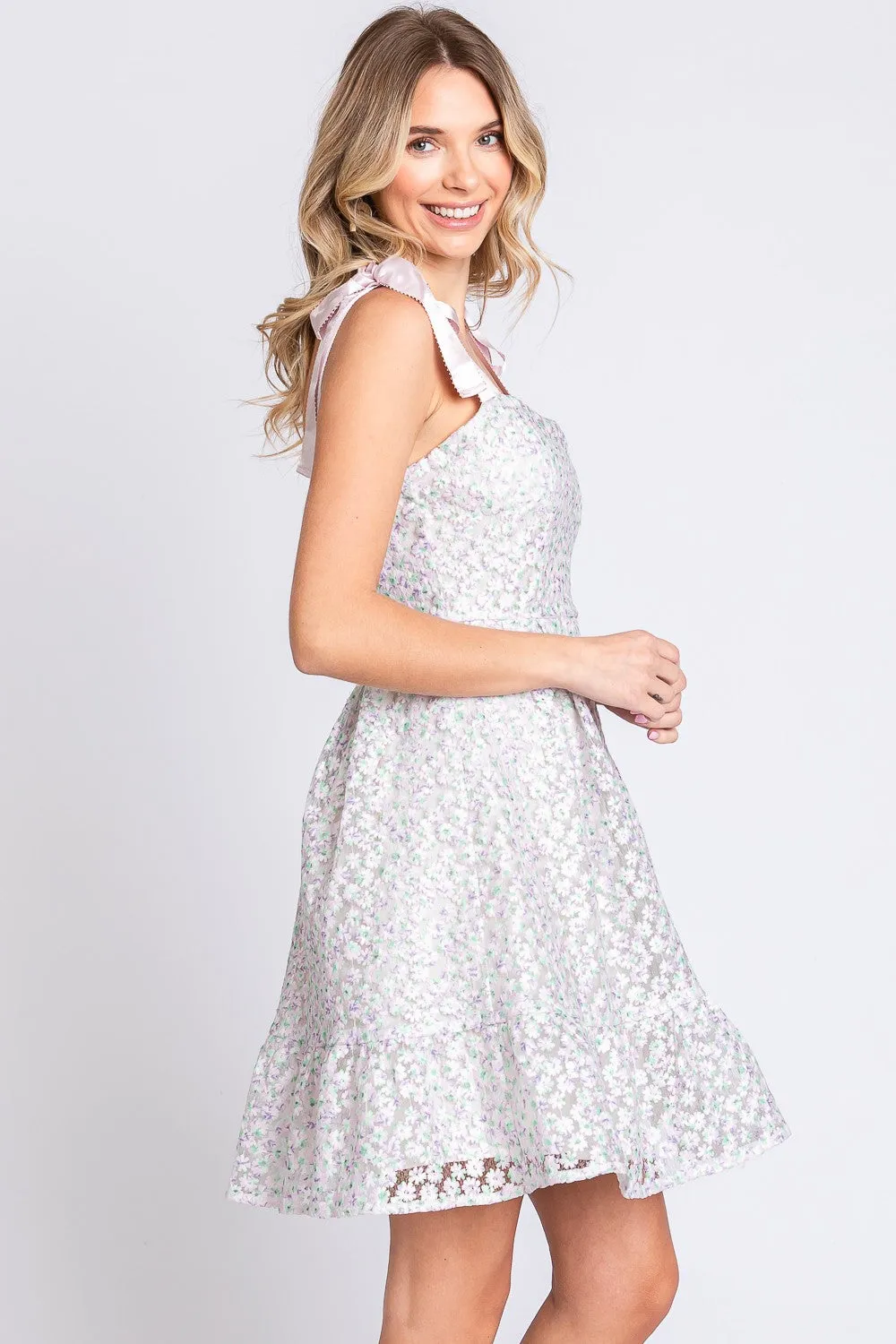 Hazel Blues® |  GeeGee Mesh Floral Embroidered Sleeveless Dress