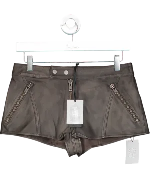 h:ours Distressed Brown Artemisia Lambs Leather Shorts UK XS