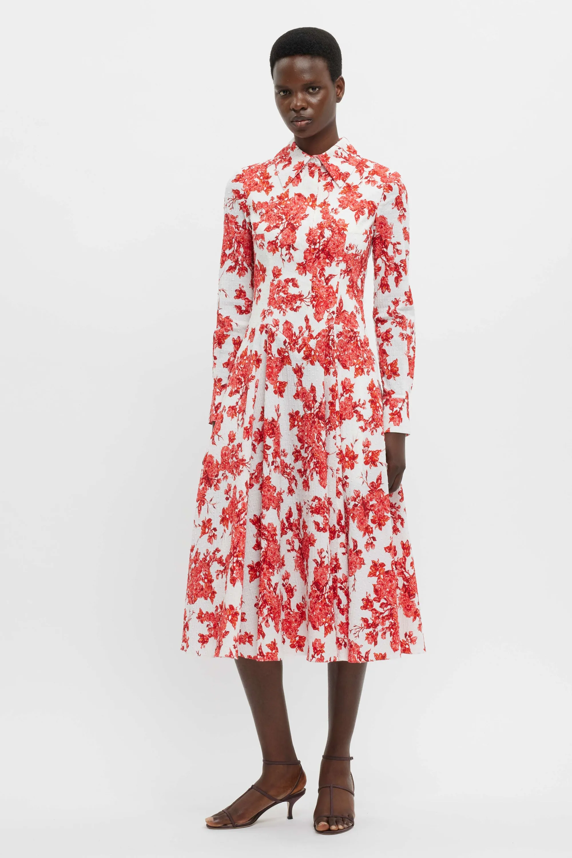 Jancine Dress In Hot Pink Centifolia Rose Floral Print Bibione Cotton