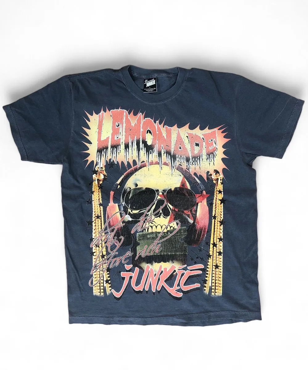 Lemonade Junkie T-Shirt - Worldwide Junkie - Wash Denim - LJ-084524