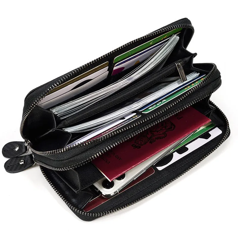 Men's Crazy Horse Leather Long Leather Zipper Wallet