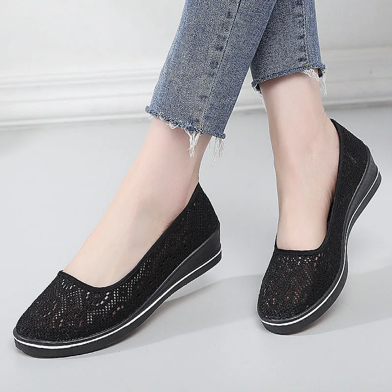 Non-Slip Hollow Lace Breathable Wedge Shoes