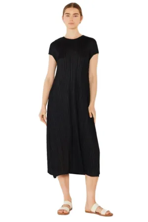 Pleated Cap Sleeve A-Line Dress