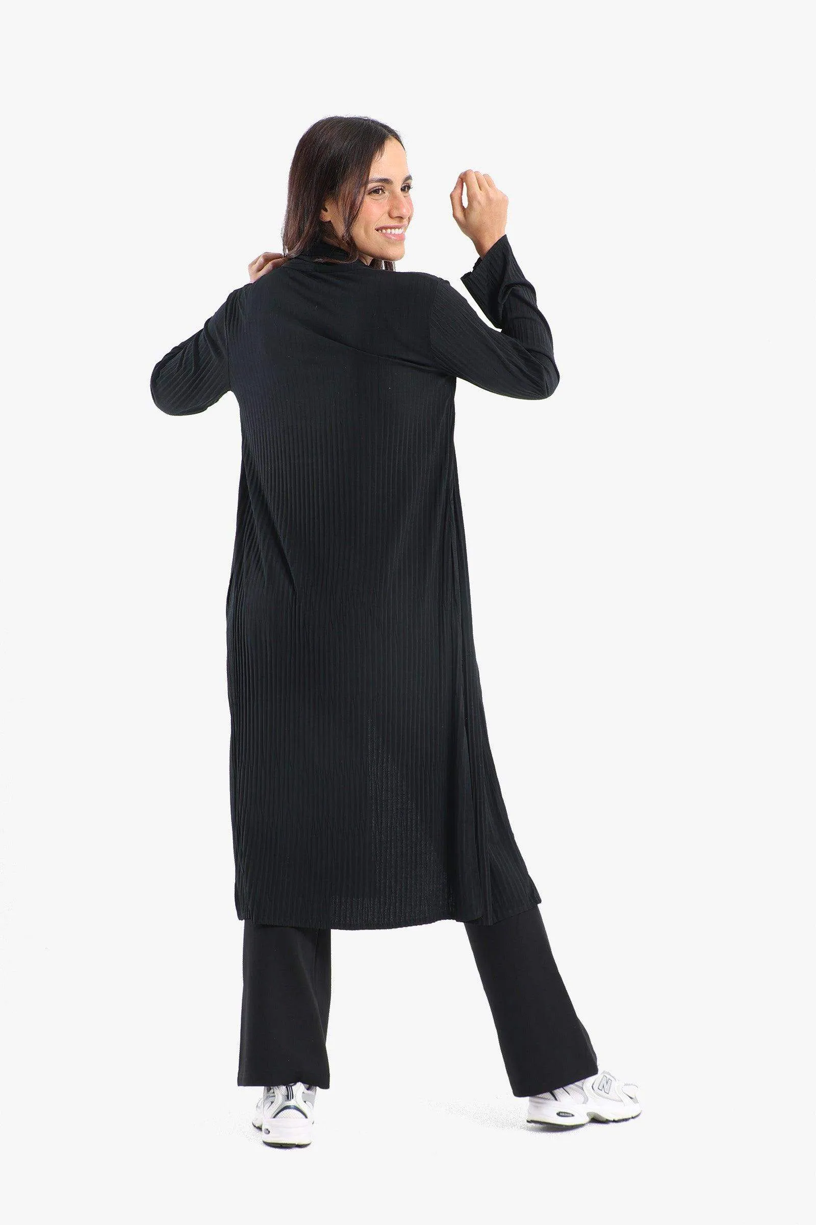 Pleated Open Neckline Kimono