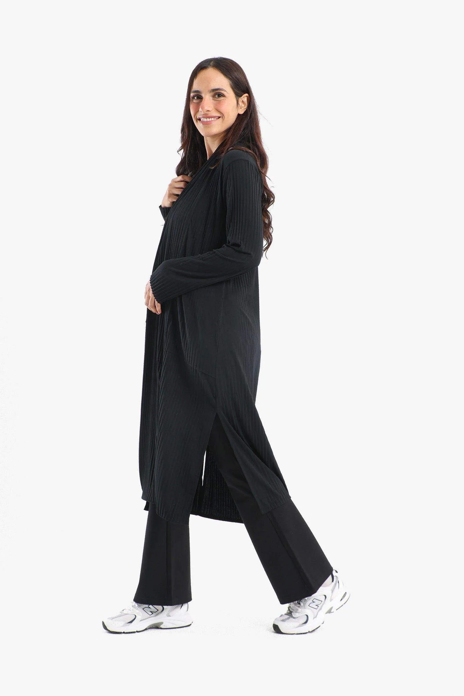 Pleated Open Neckline Kimono