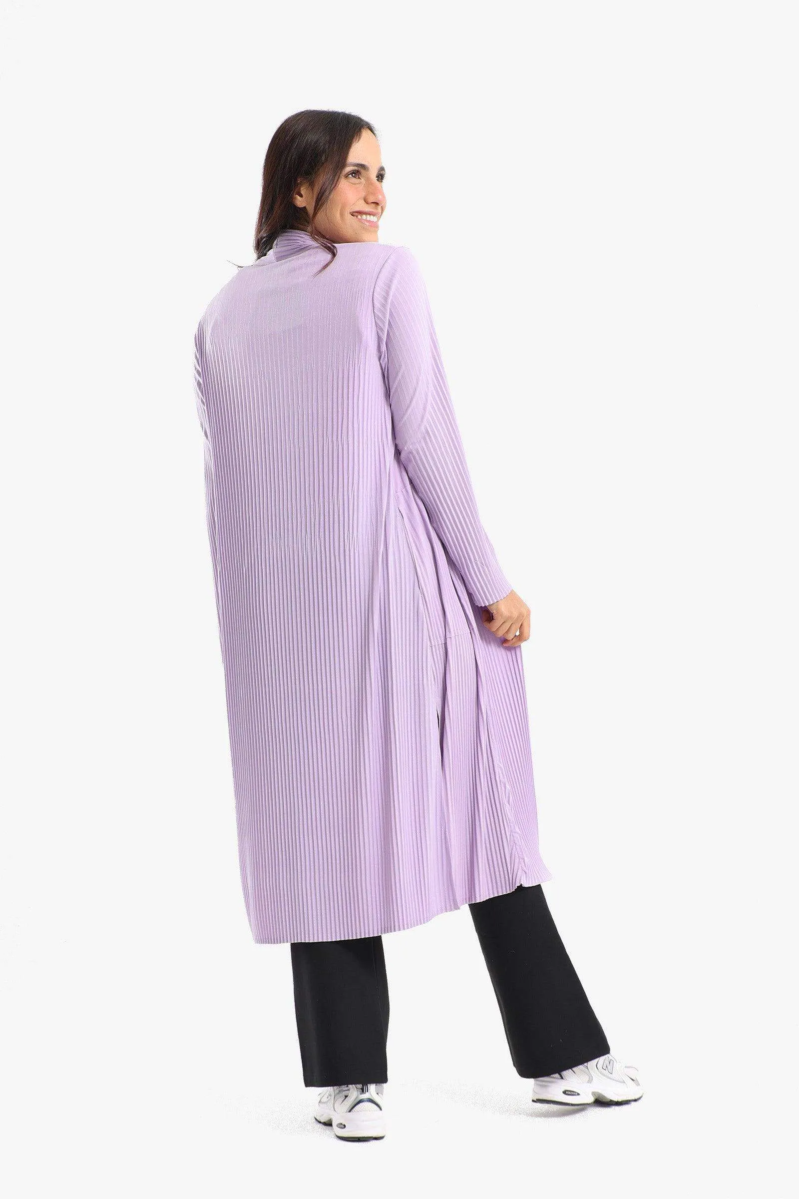 Pleated Open Neckline Kimono