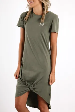Present Twisted Tee Dress Khaki