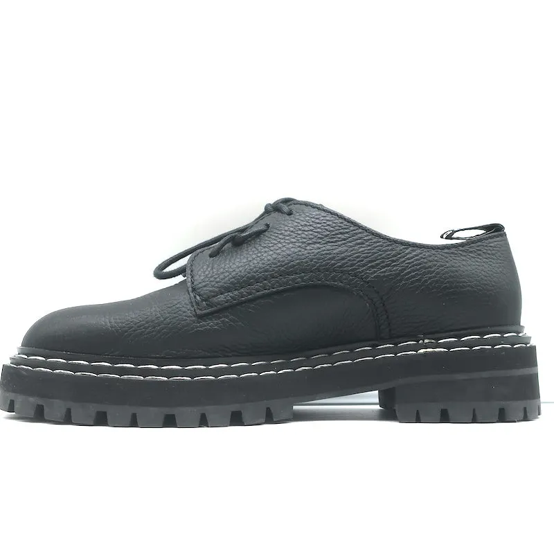 Proenza Schouler Lug Sole Oxfords Black Grained Leather Size 40.5