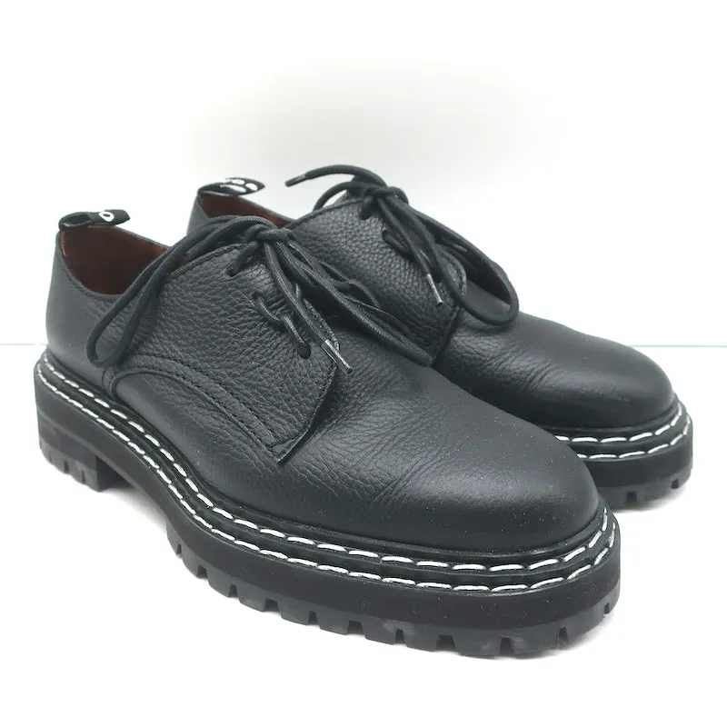 Proenza Schouler Lug Sole Oxfords Black Grained Leather Size 40.5