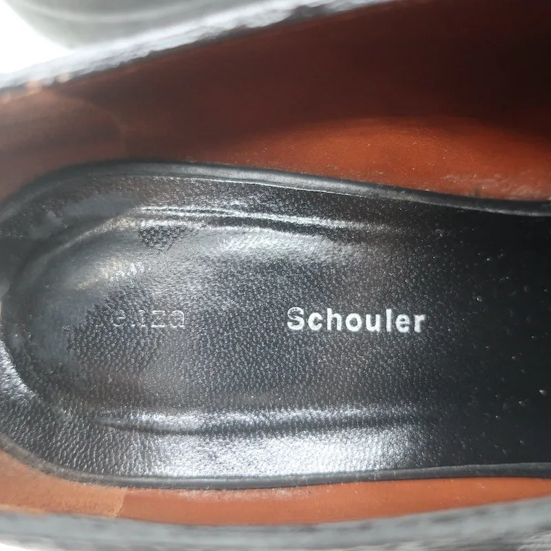 Proenza Schouler Lug Sole Oxfords Black Grained Leather Size 40.5