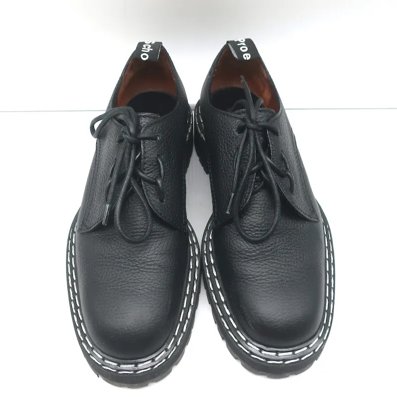 Proenza Schouler Lug Sole Oxfords Black Grained Leather Size 40.5