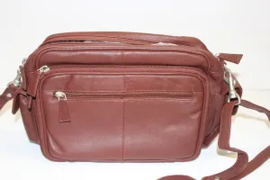 Purse - Brown Leather with 2 velcro side pockets