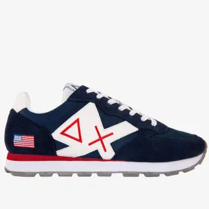 Scarpe Uomo Sun68 Sneakers Tom Logo Patch Flag Navy Blue