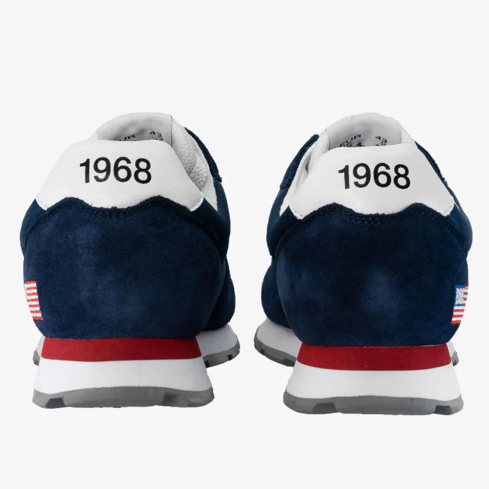 Scarpe Uomo Sun68 Sneakers Tom Logo Patch Flag Navy Blue